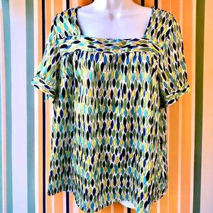 Lane Bryant Blouse Top Square Neck Short Sleeves 14 16